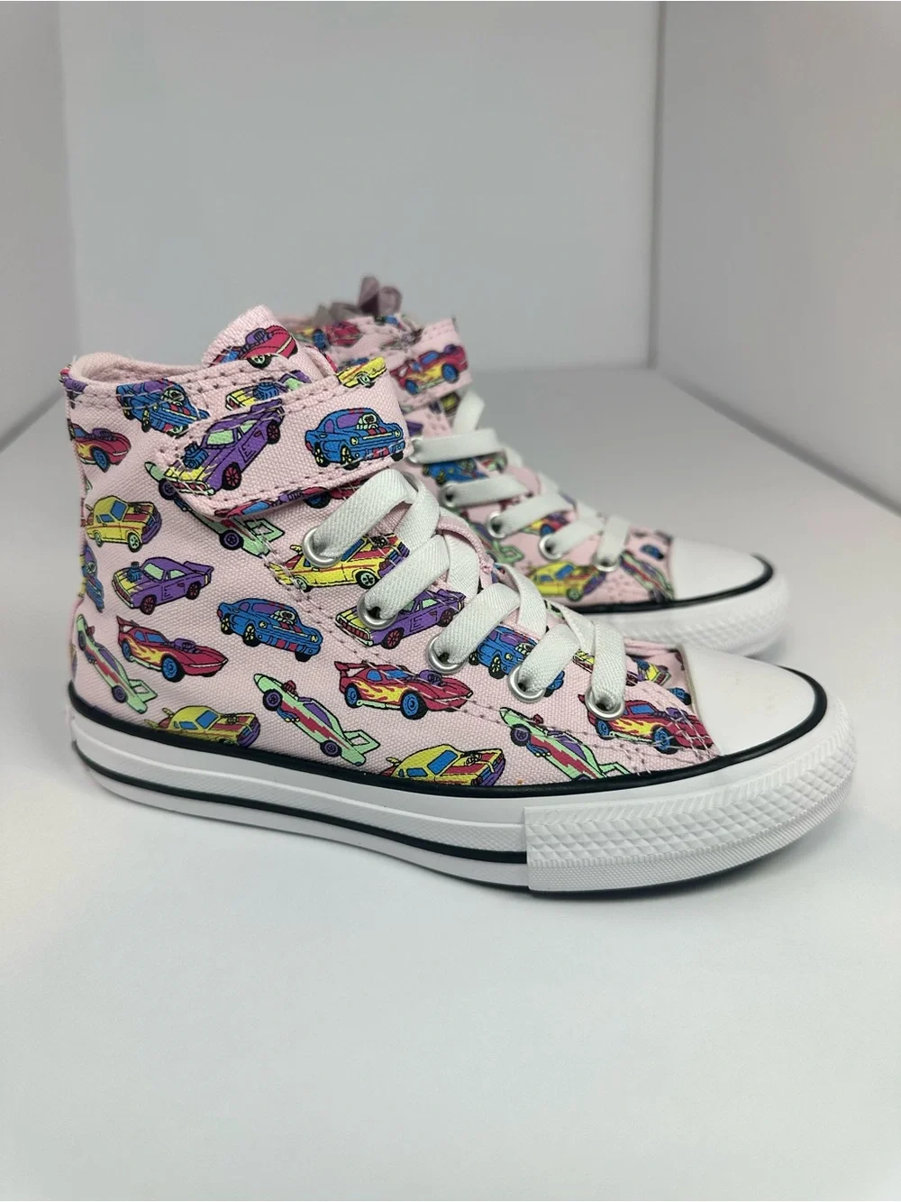 NWOT Converse Chuck Taylor All Star High Top- Pink with cars Size 12 toddler